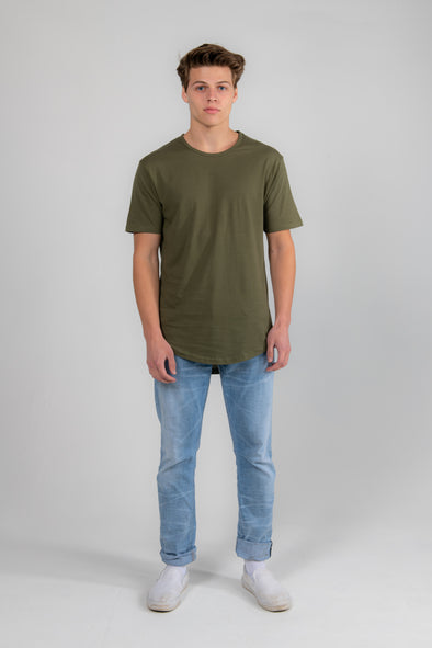 Military Green Drop Tail Tee