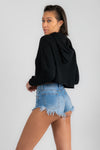 Black Cropped Hoodie