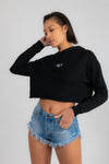 Black Cropped Hoodie