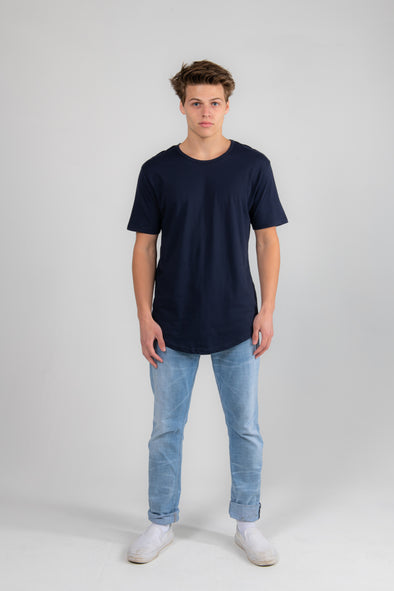 Navy Drop Tail Tee